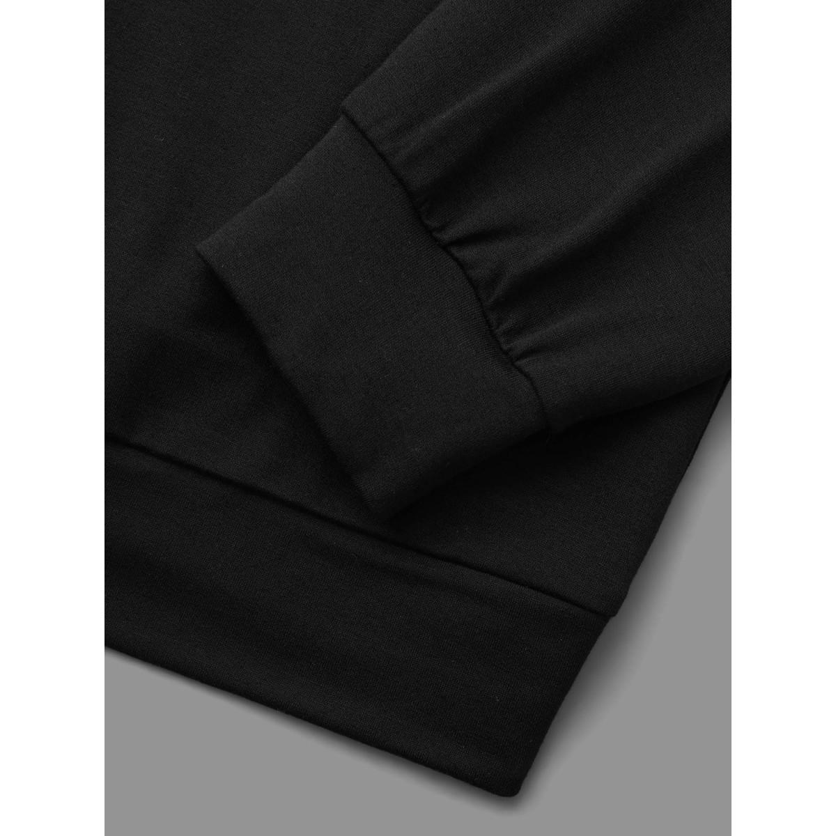 Plus Size Crew Neck Heart Print Sweatshirt Women Black Casual Non Round Neck Everyday Sweatshirts BloomChic 14-16/1X Product Image