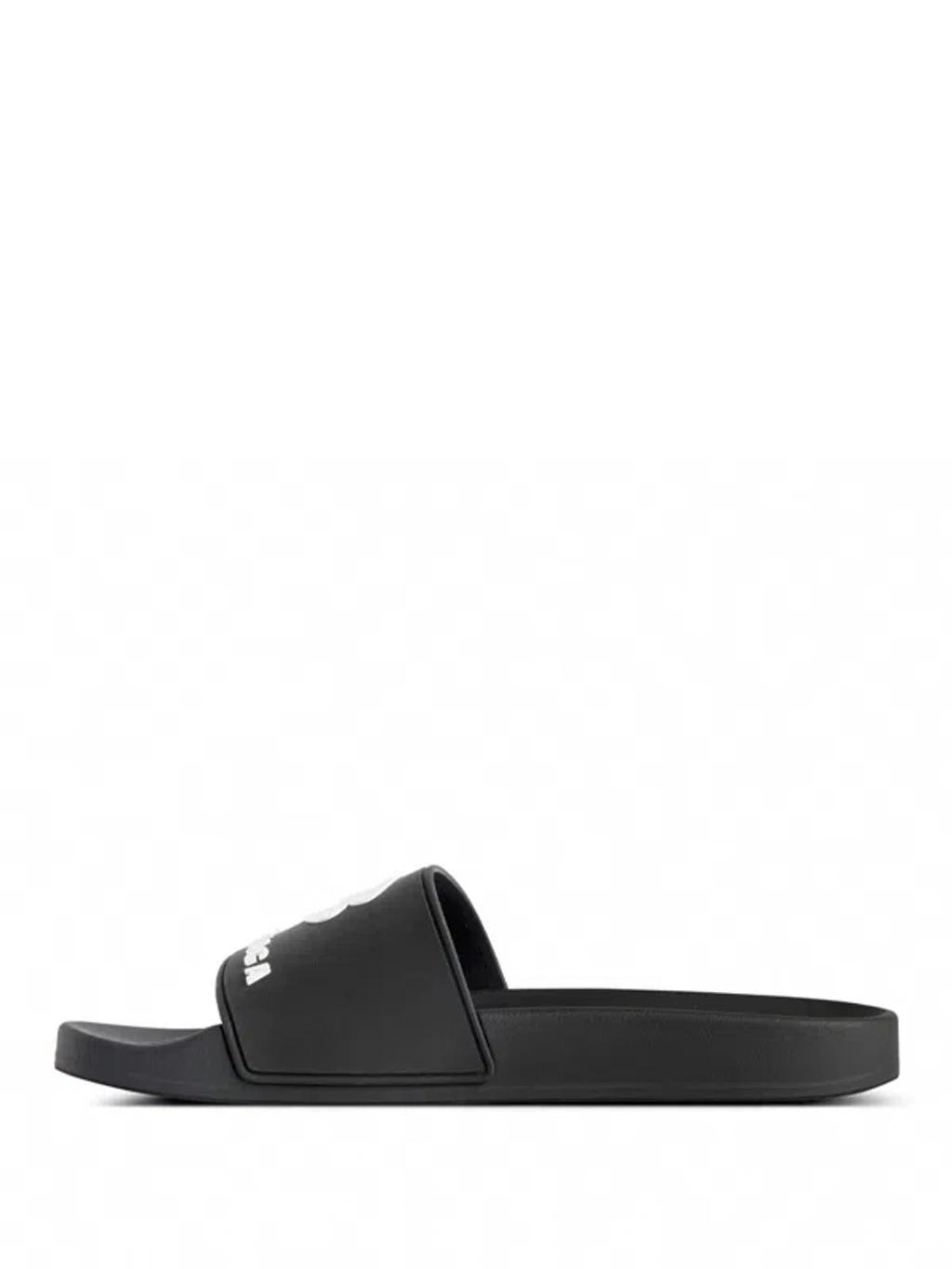 BALENCIAGA Rubber Slide Sandals For The Pool Men In Black White Product Image