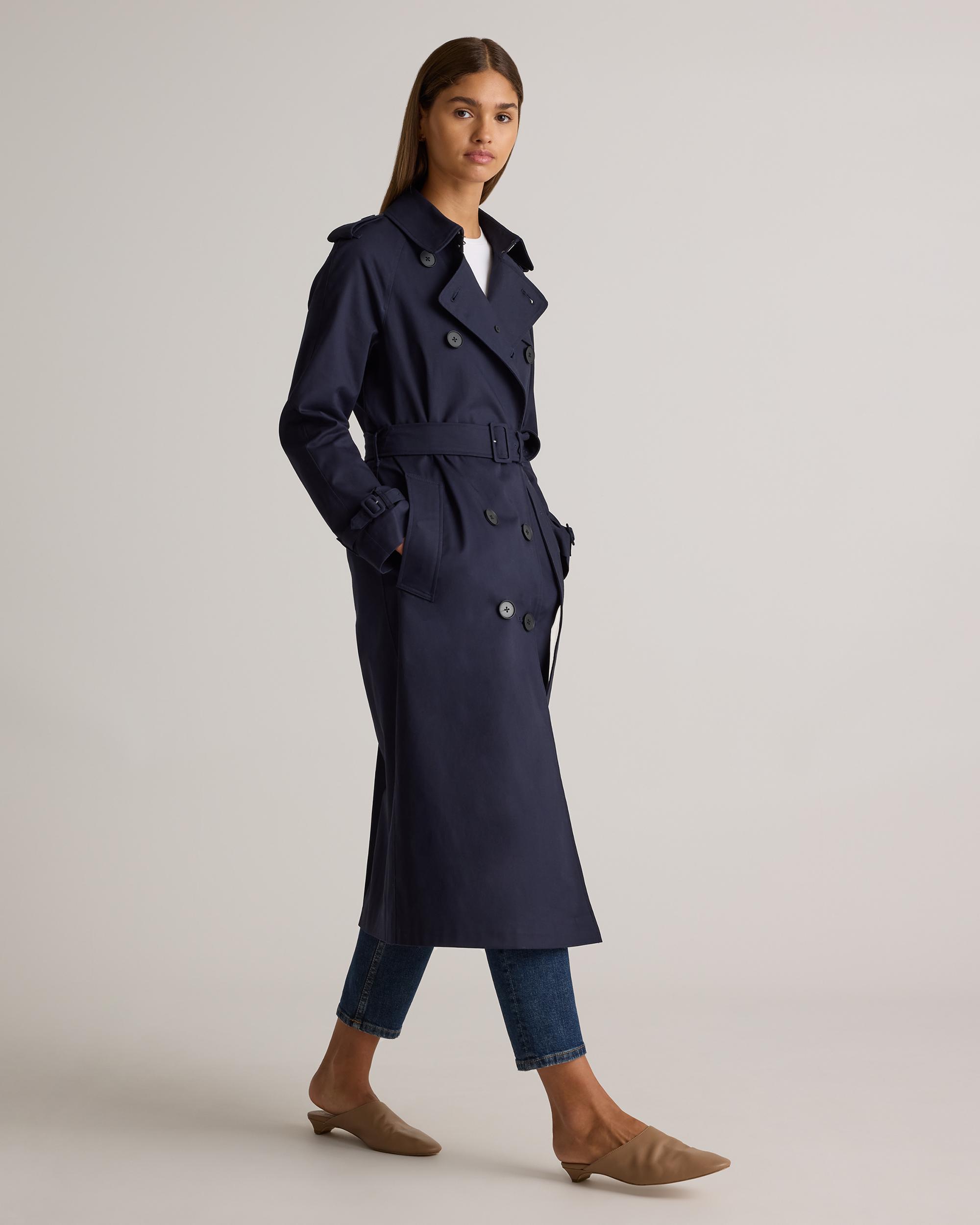 Quince | Women's Comfort Stretch Long Trench Coat Organic Cotton Product Image