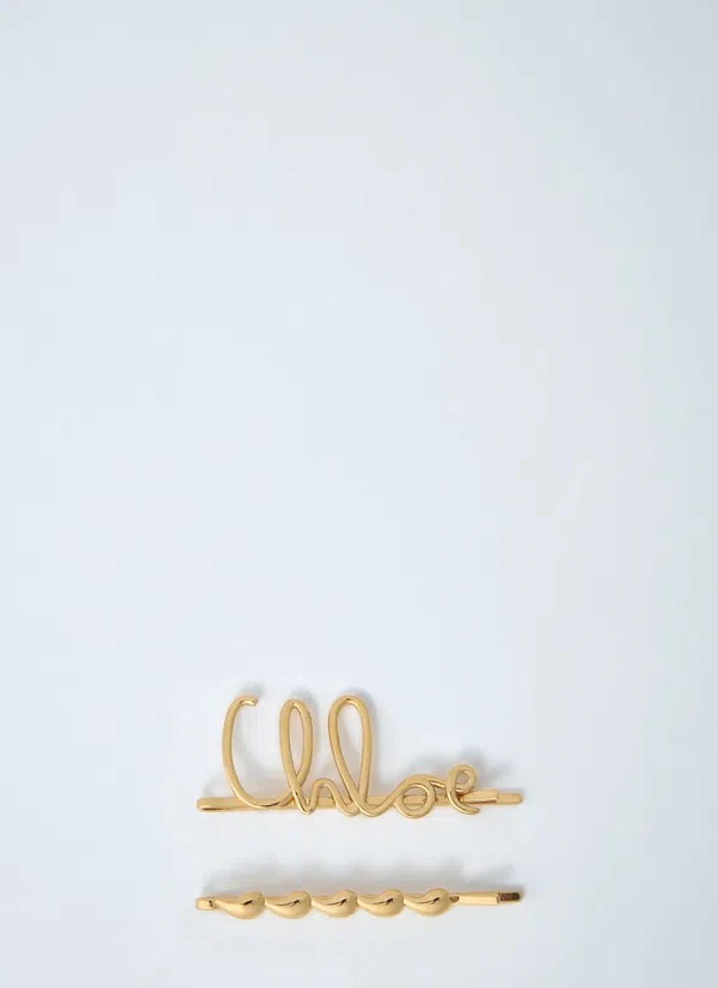 CHLOÉ Iconic Hair Clips Accessories In Metallic Product Image