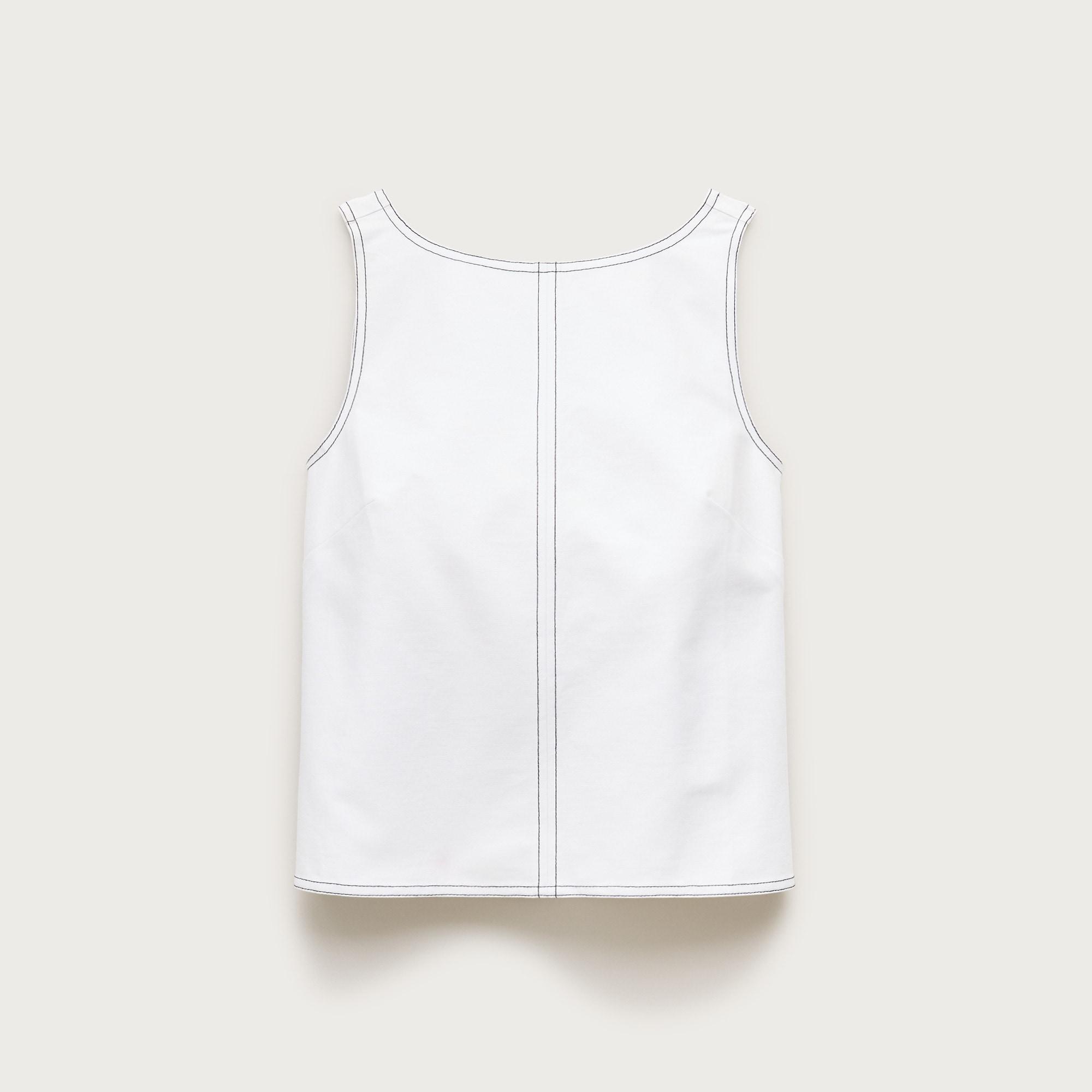 Contrast-stitch shell top in double cotton poplin Product Image
