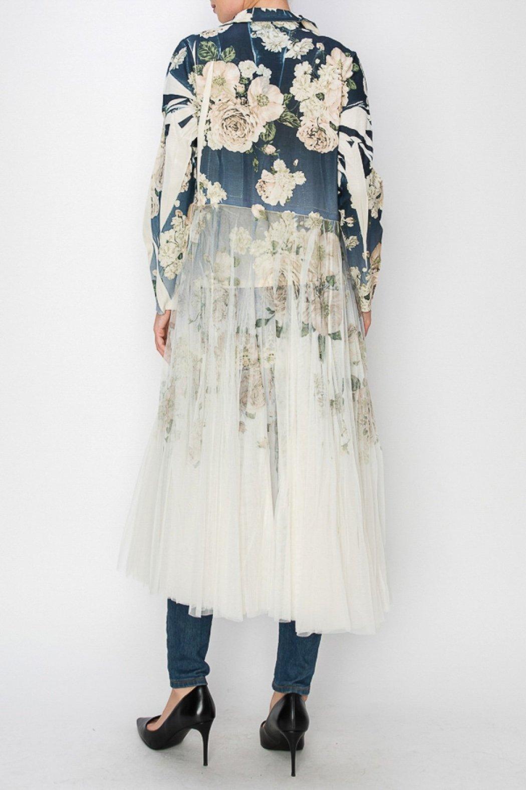 Floral Cream Cardigan/Blazer with Mesh Layer Product Image