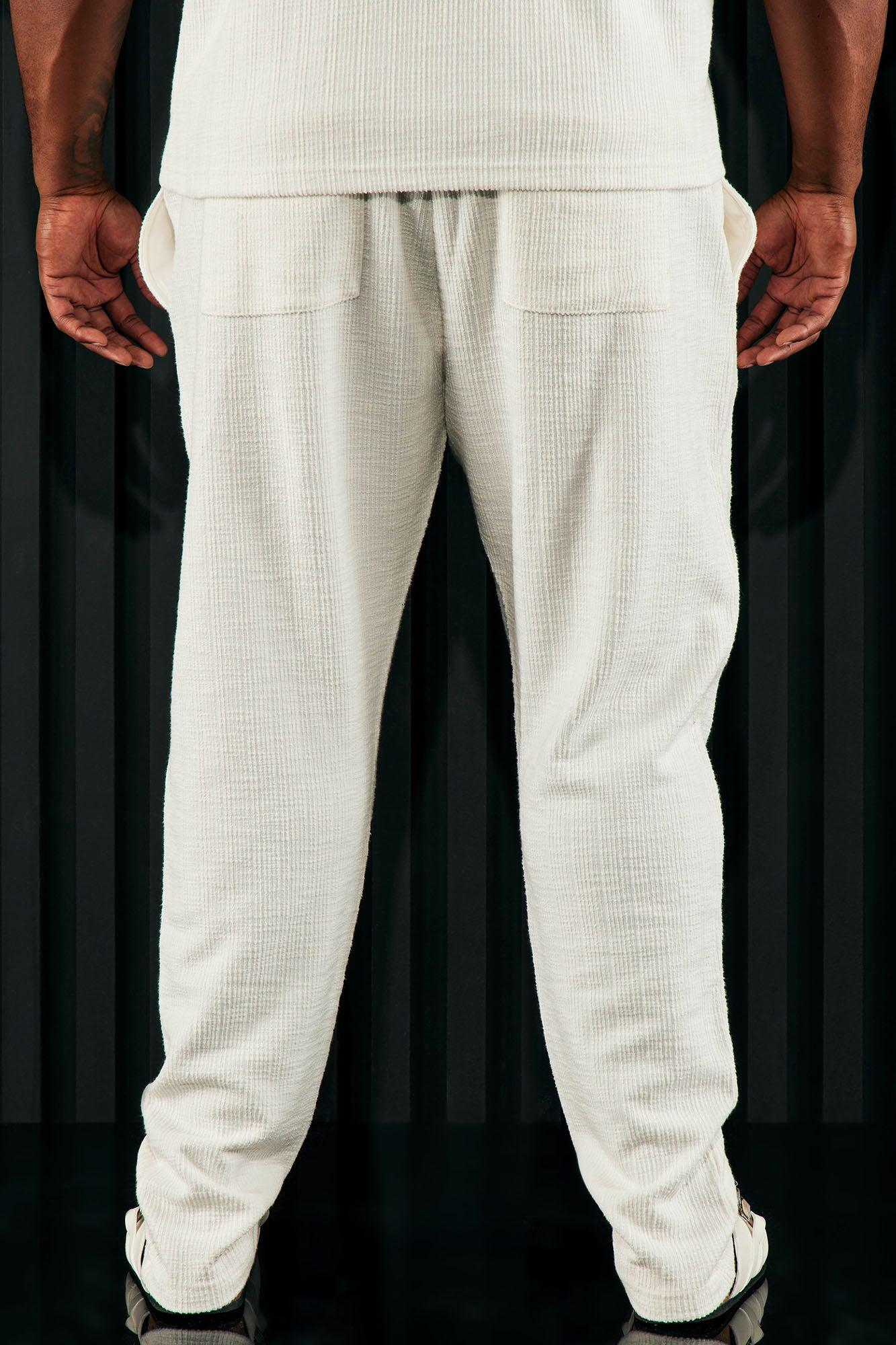 Dean Textured Slim Pants - White Product Image