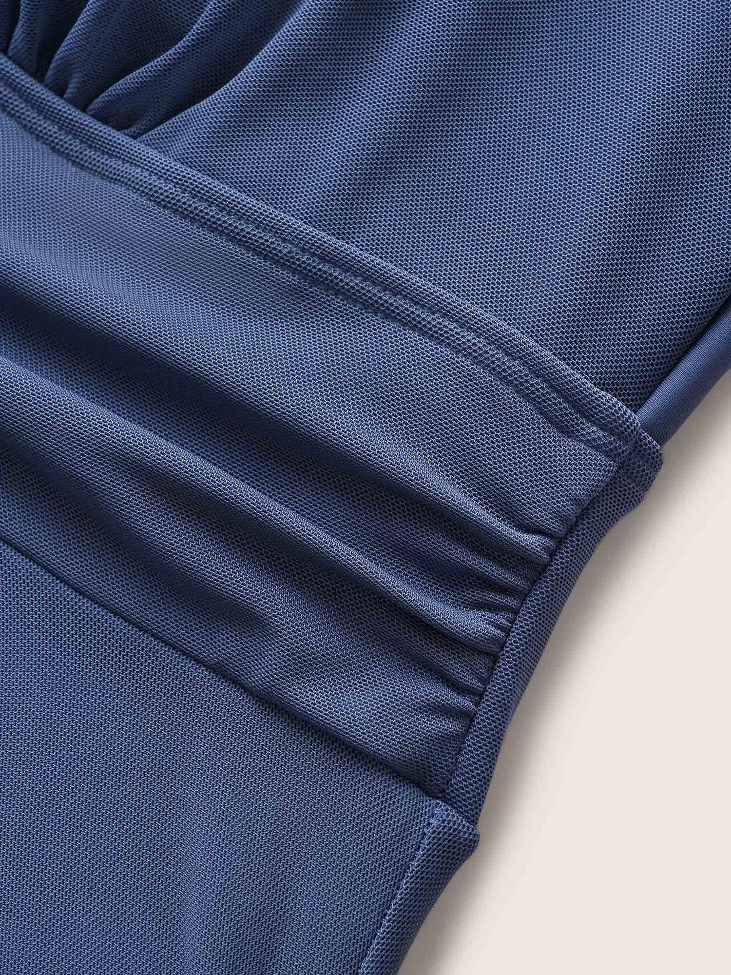 See Through Patchwork Gathered Swim Dress Female Product Image