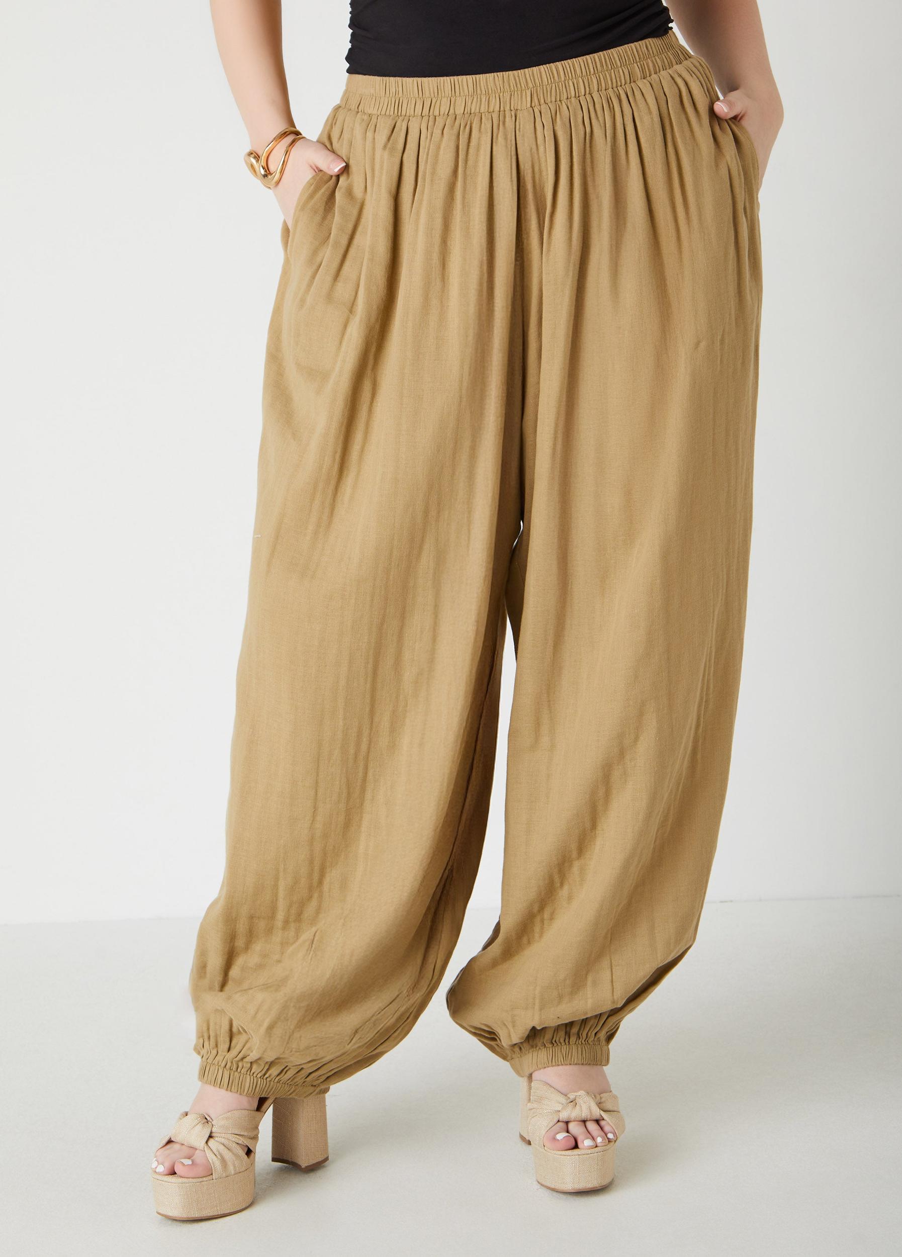 High Waist Cotton Harem Pants Product Image