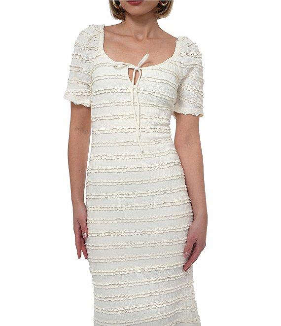 Adelyn Rae Stretch Texture Knit Scoop Neck Short Sleeve Midi Dress Product Image