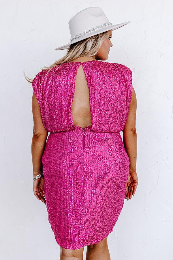 Music City Sweetie Sequin Dress in Pink Curves Product Image