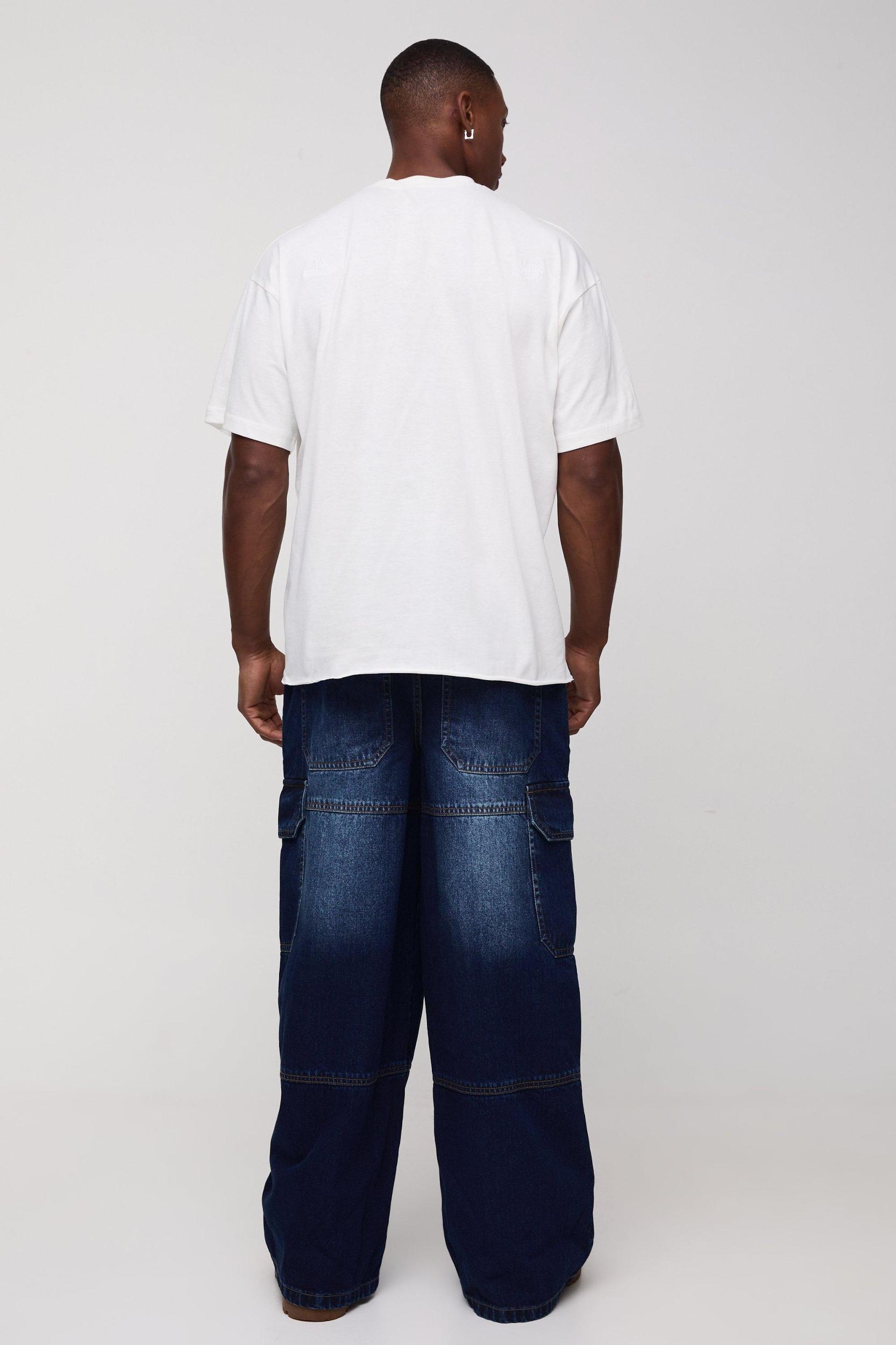 Super Baggy Rigid Cargo Denim Jeans | boohooMAN USA Product Image