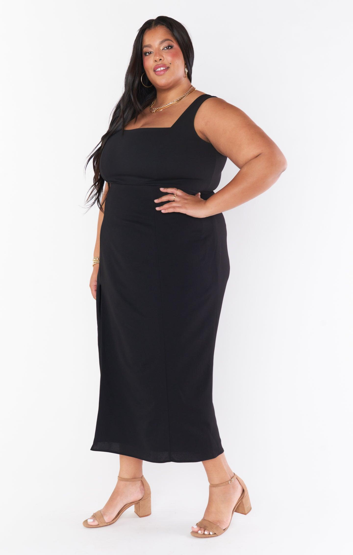 Eden Midi Dress ~ Black Stretch Product Image