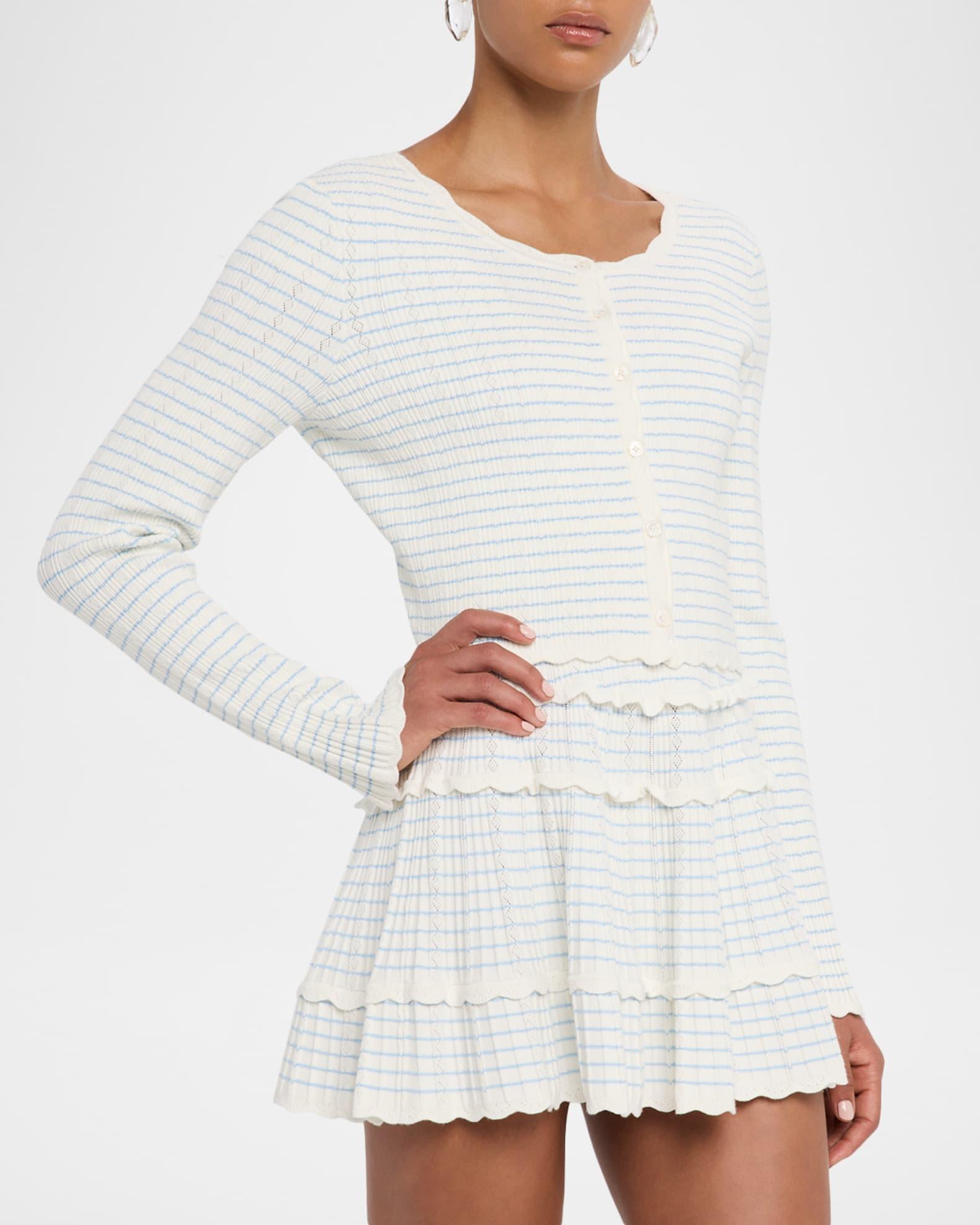 Media Striped Stretch Pointelle Cropped Cardigan Product Image