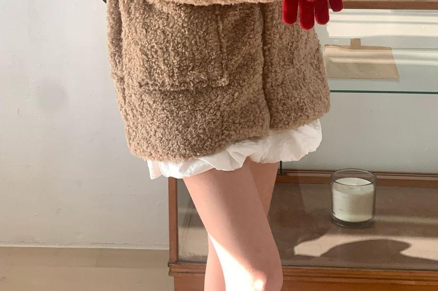 Round Neck Fleece Coat Product Image