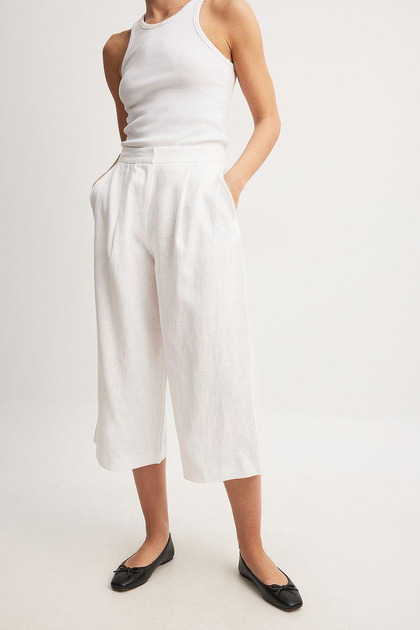 Linen Wide High Waist Culottes Product Image
