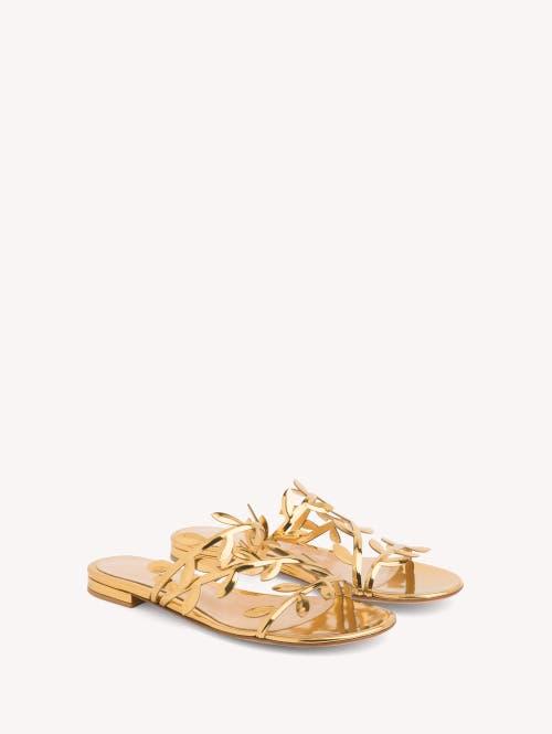 GIANVITO ROSSI Flavia Metallic Leather Sandals In Mekong Product Image