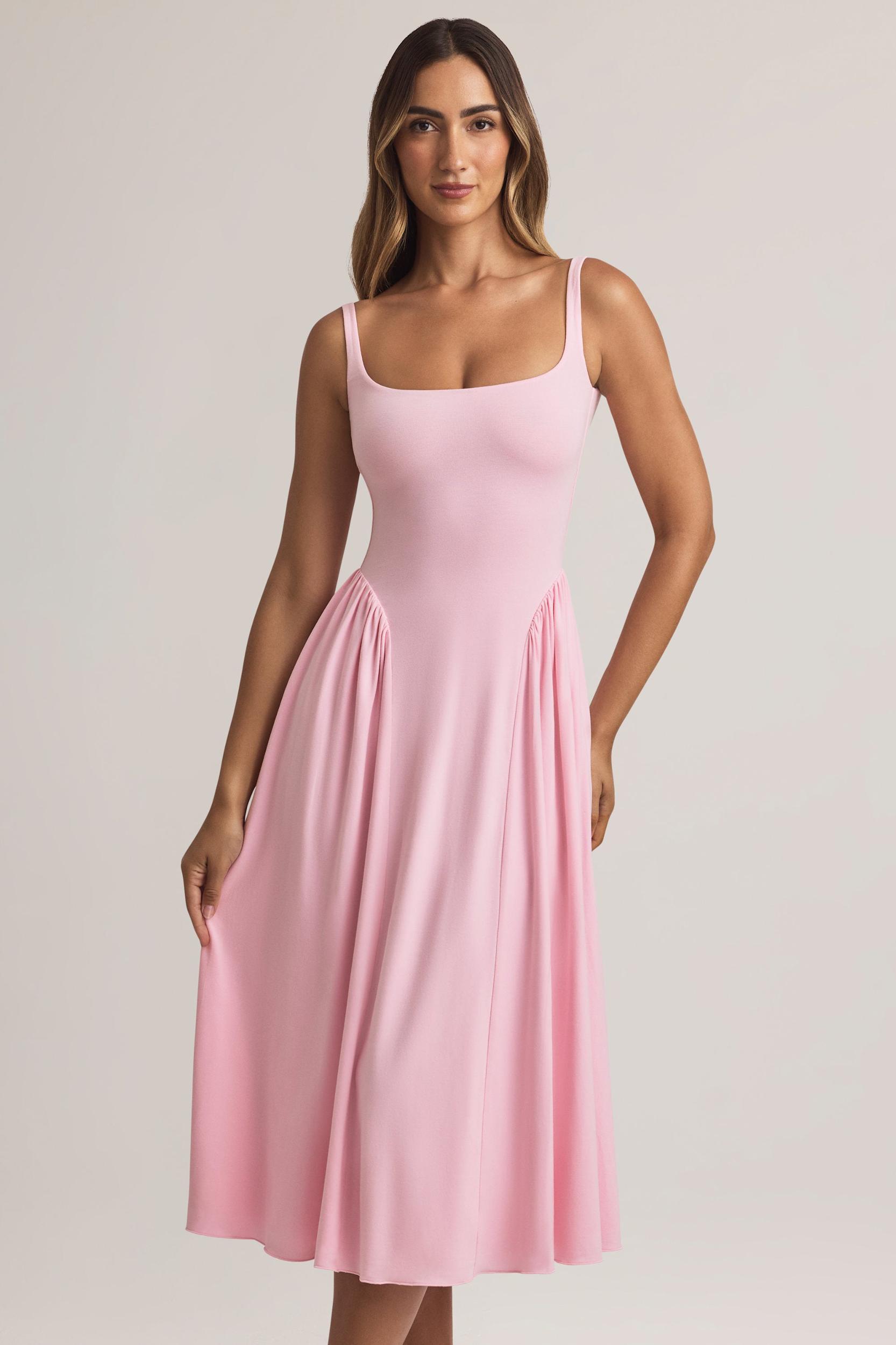 Modal A-Line Midaxi Dress in Pastel Pink Product Image