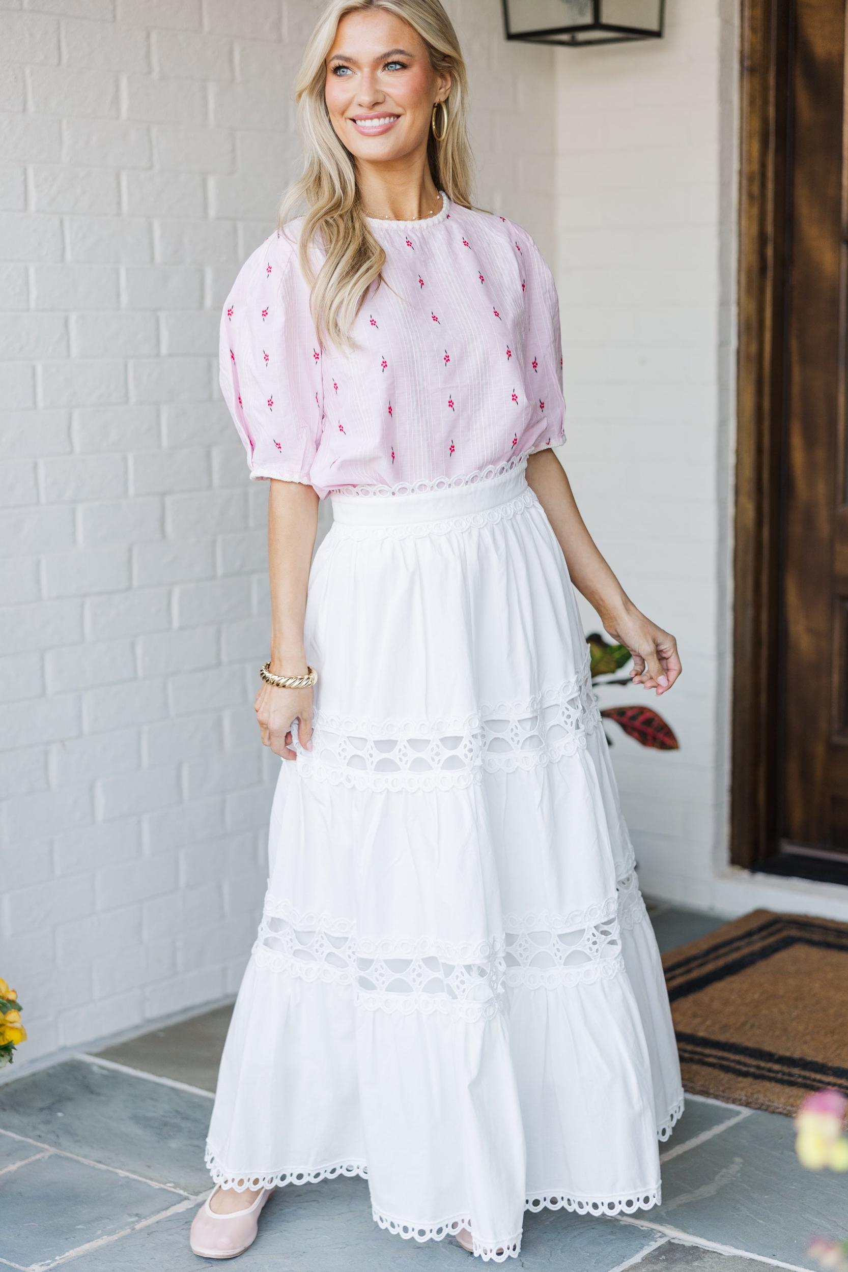 Keep It Classic White Crochet Maxi Skirt Female Product Image