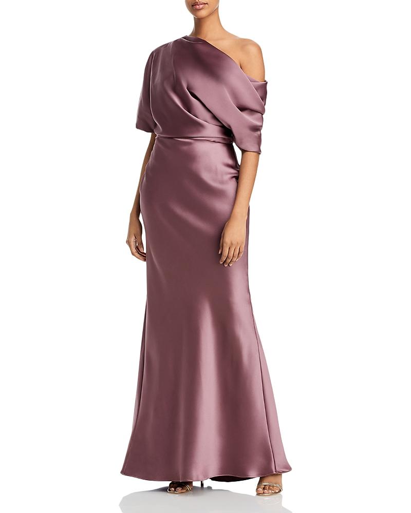 Amsale Draped Satin One Shoulder Dress Product Image