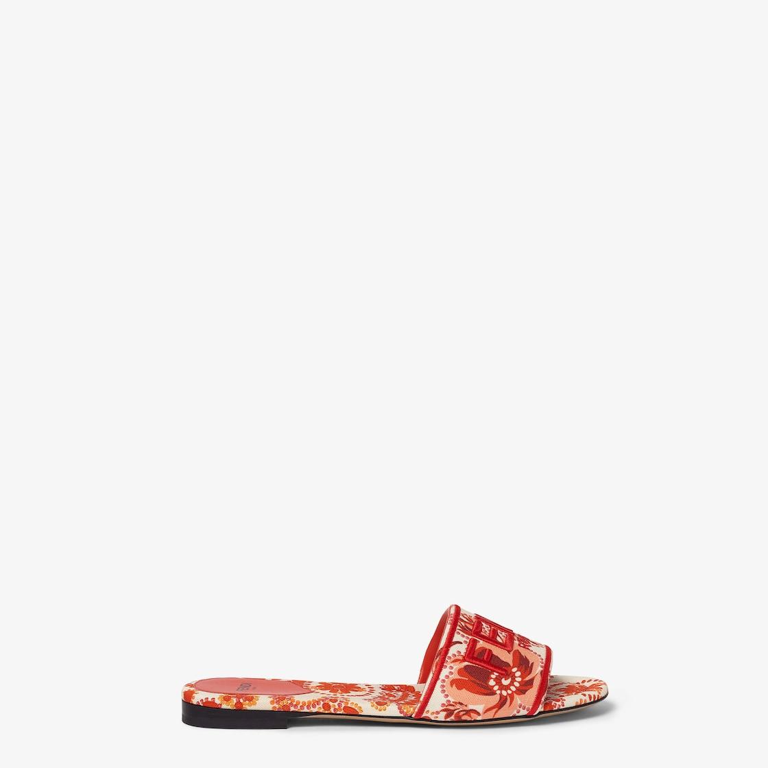Fendi SunshineRed and camelia canvas slides Product Image