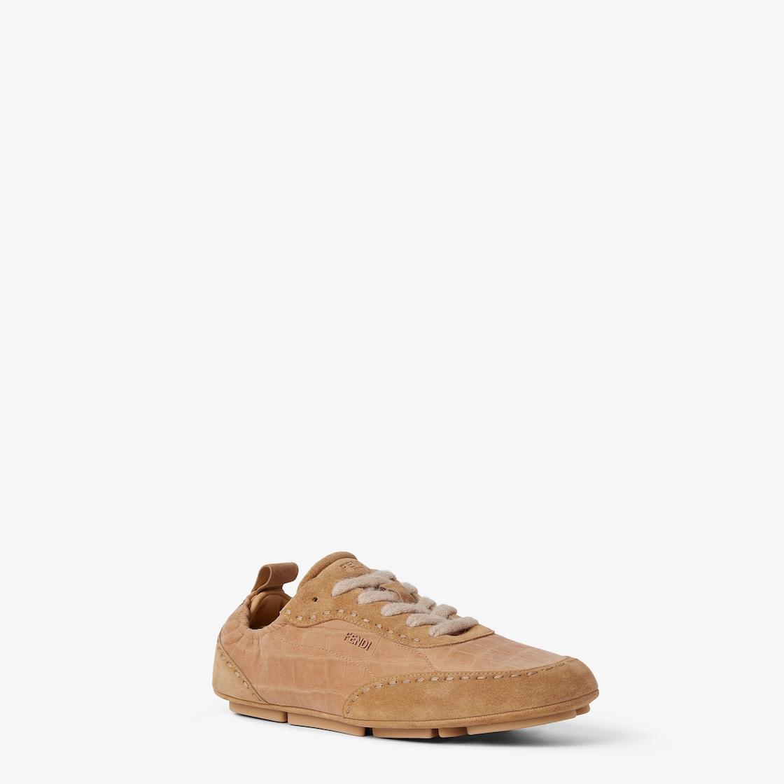 Fendi Fit sneakers Beige leather low-tops Product Image