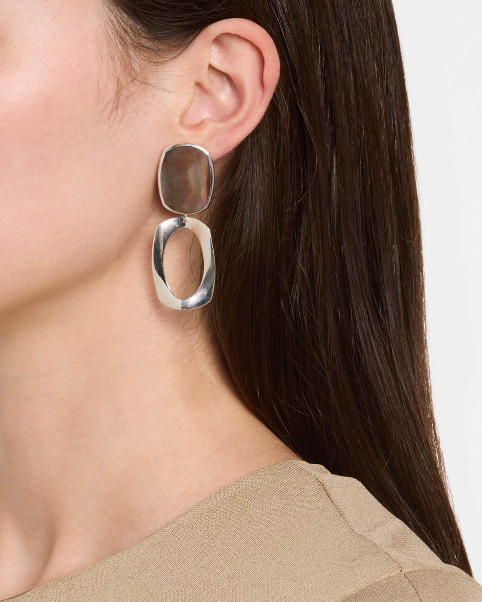 Rock Candy Sterling Silver Long Oval and Large Frame Post Earrings Product Image