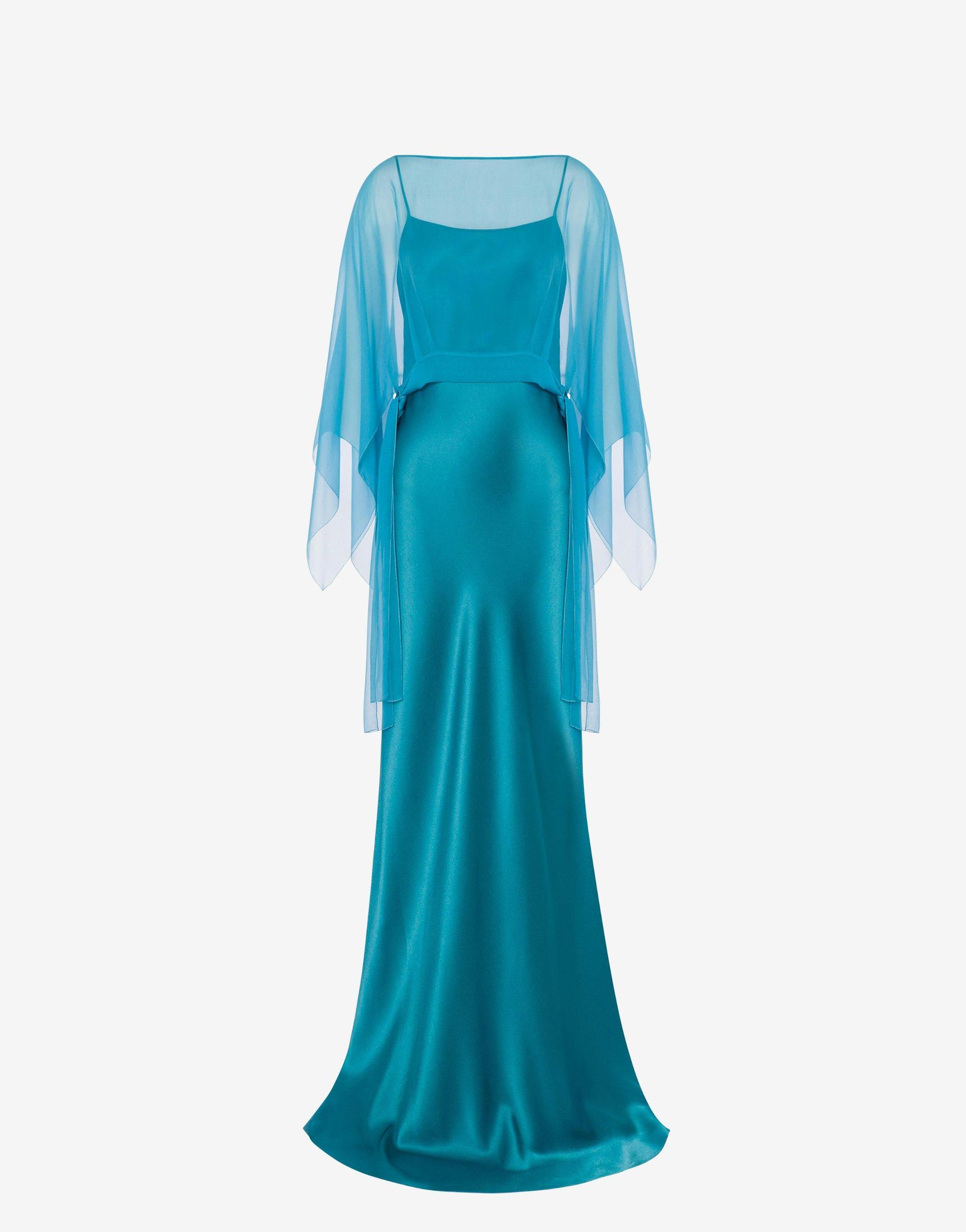 Satin and chiffon long dress Product Image