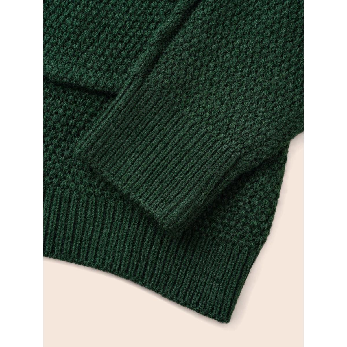Plus Size Texture Cable Knit Patch Pocket Cardigan DarkGreen Women Casual Loose Long Sleeve Everyday Cardigans BloomChic 22-24/3X Product Image
