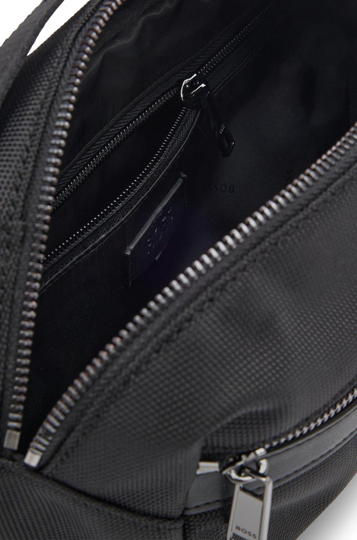 BOSS - Logo-embossed belt bag in structured fabric - Black Product Image