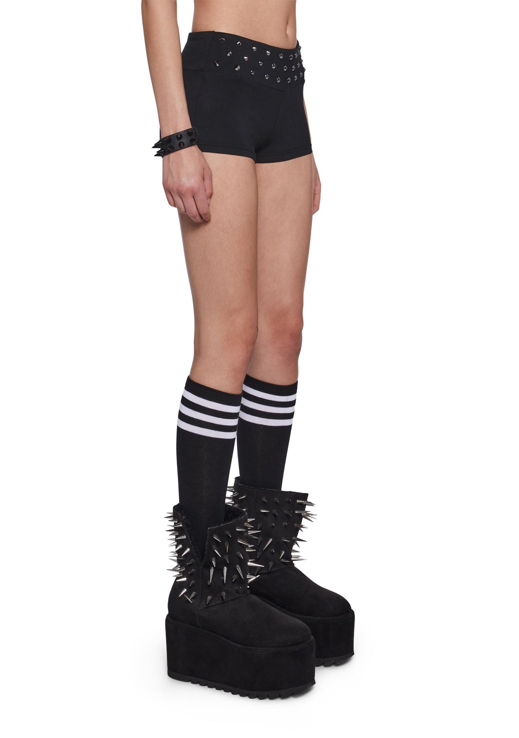 Womens Studded Booty Shorts Widow - Black Product Image