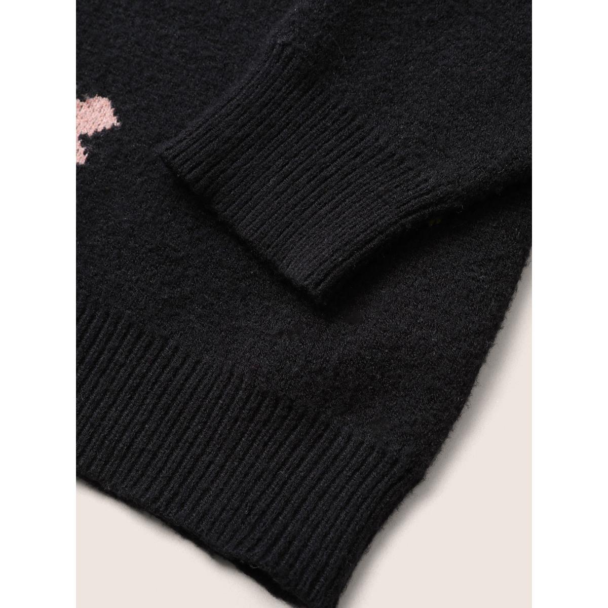 Plus Size Supersoft Essentials Colour Floral Drop Shoulder Pullover Black Women Casual Loose Long Sleeve Round Neck Everyday Pullovers BloomChic 14-16/1X Product Image