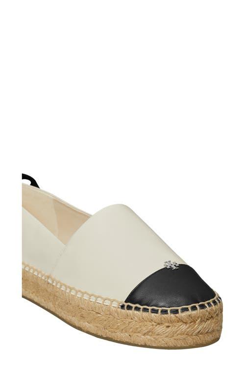 TORY BURCH White Espadrilles With Metallic Logo On The Front And Ankle Strap In Leather Woman Product Image