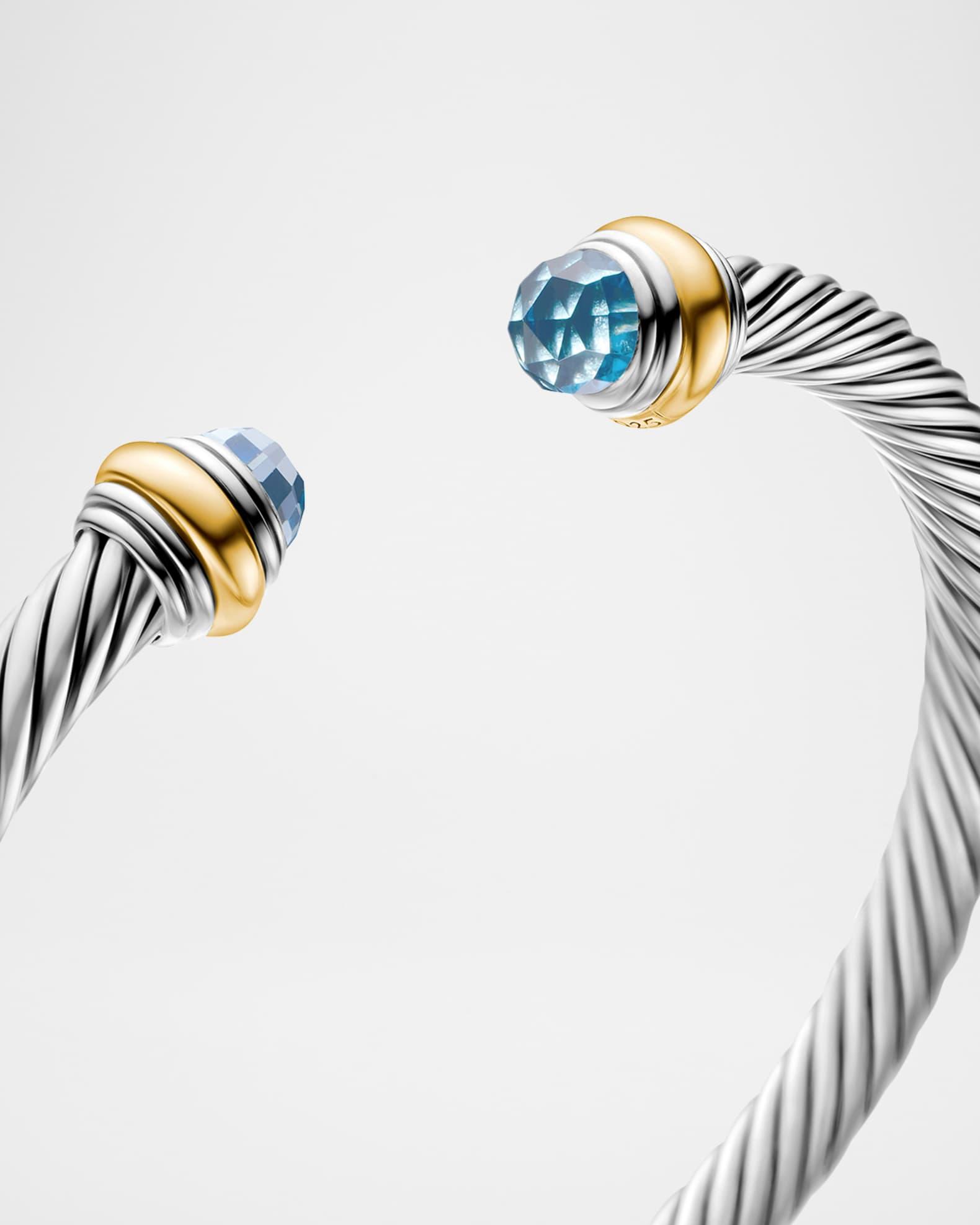 Cable Bracelet with Gemstone in Silver with 14K Gold, 5mm Product Image