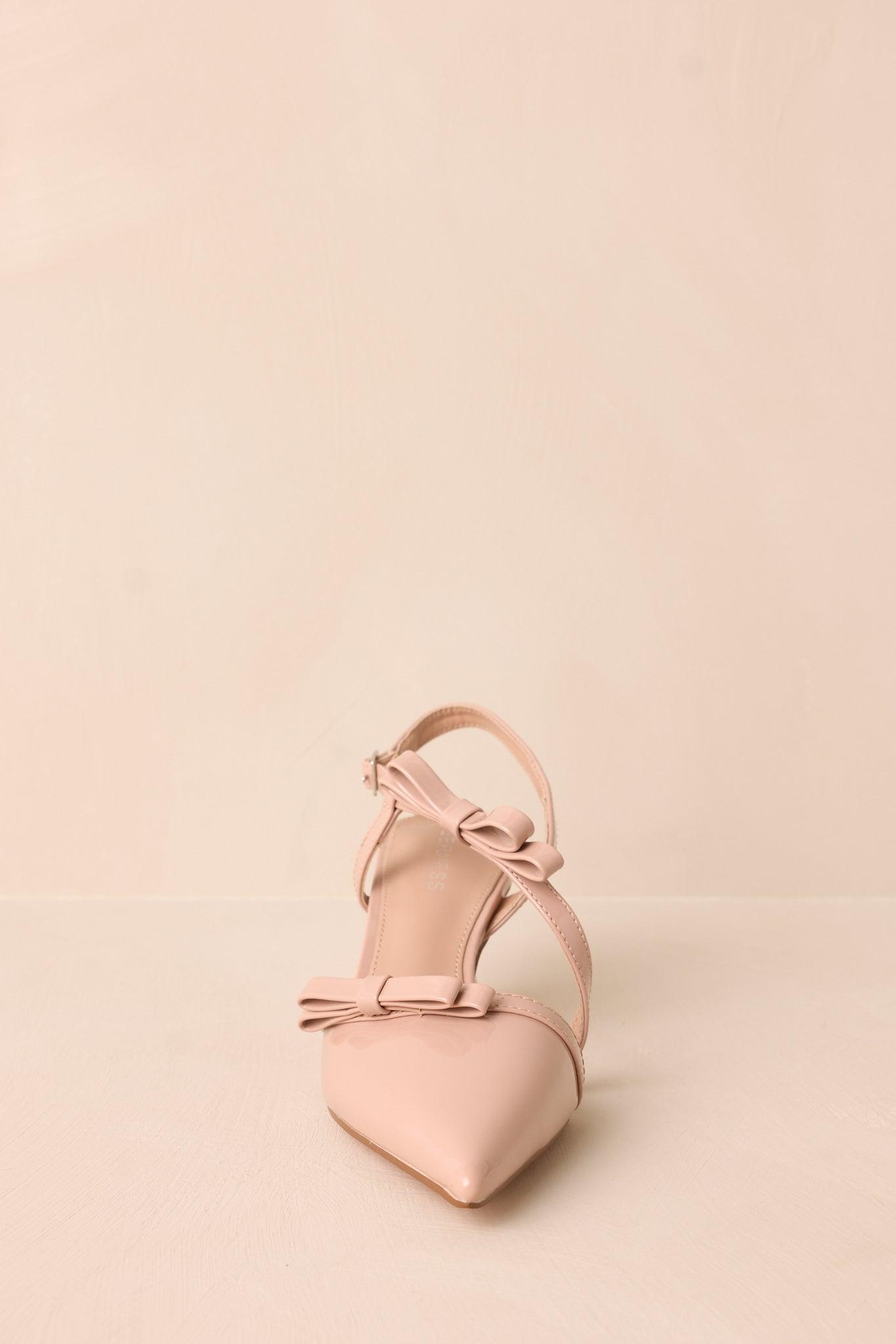Take A Walk Beige Bow Slingback Kitten Heels Product Image