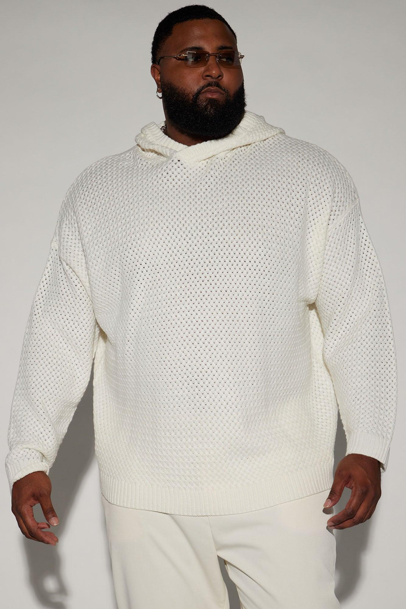 Say Less Cableknit Hooded Sweater - White Product Image