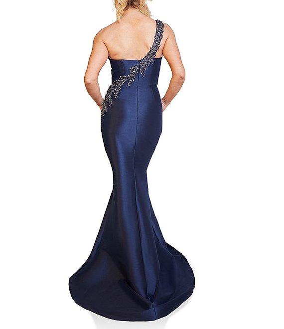Terani Couture One Shoulder Sleeveless Beaded Gown Product Image