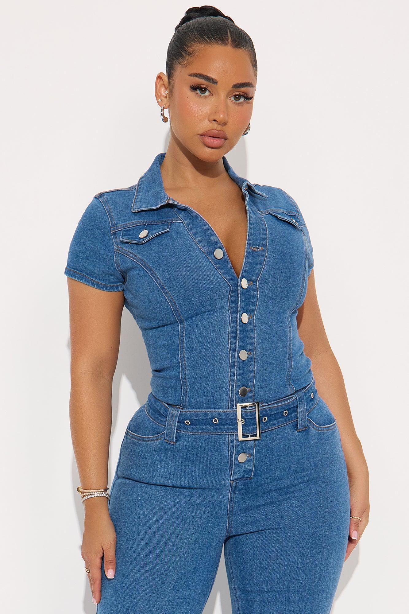 Her Moment Stretch Denim Jumpsuit - Medium Female Product Image