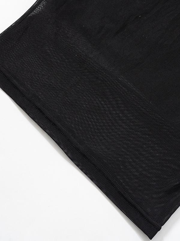 Black Paneled Mesh Bandeau Top Product Image