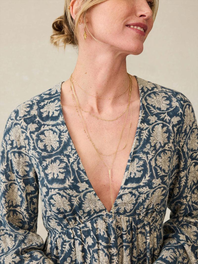 Dune Cotton Gauze Oceana Dress - Tranquil Tides Print Product Image