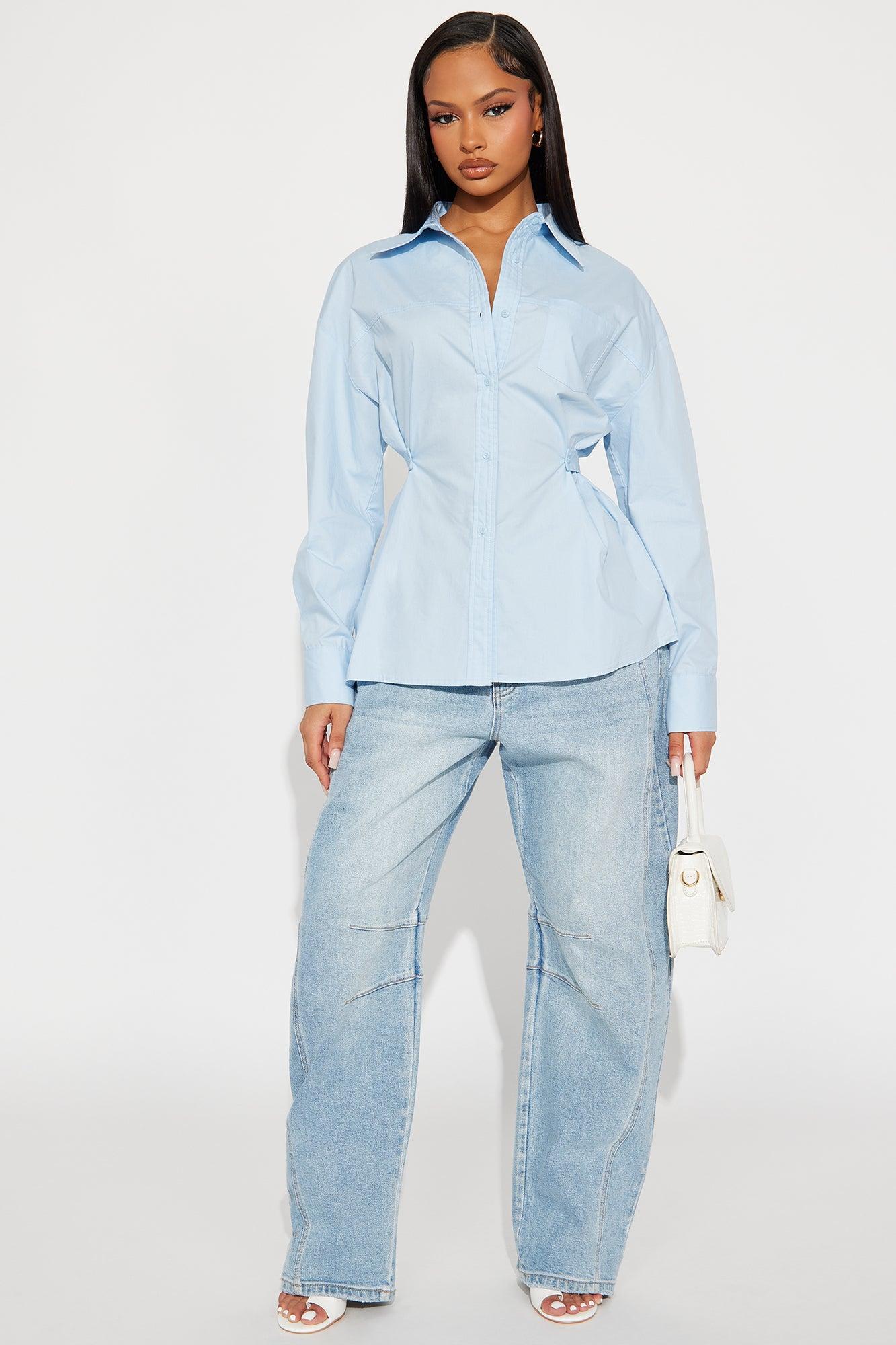 Sofia Poplin Shirt - Blue Product Image