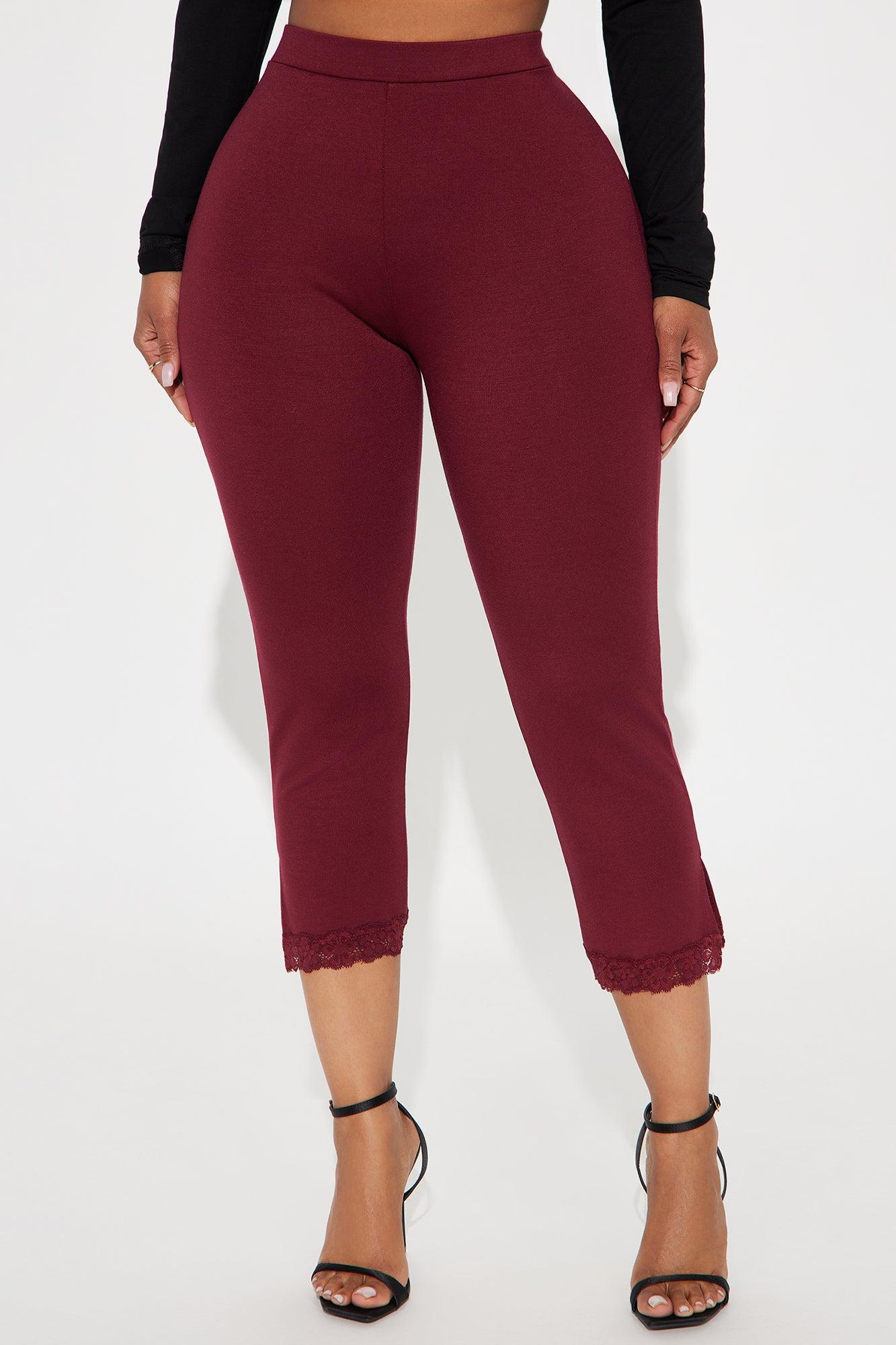 Swept Away Lace Trim Capri Legging - Wine Product Image