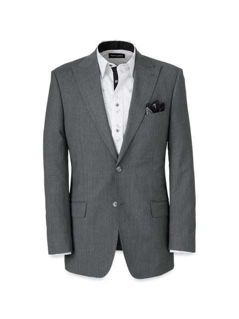 Wool Stretch Bengaline Peak Lapel Suit Jacket - Grey Product Image