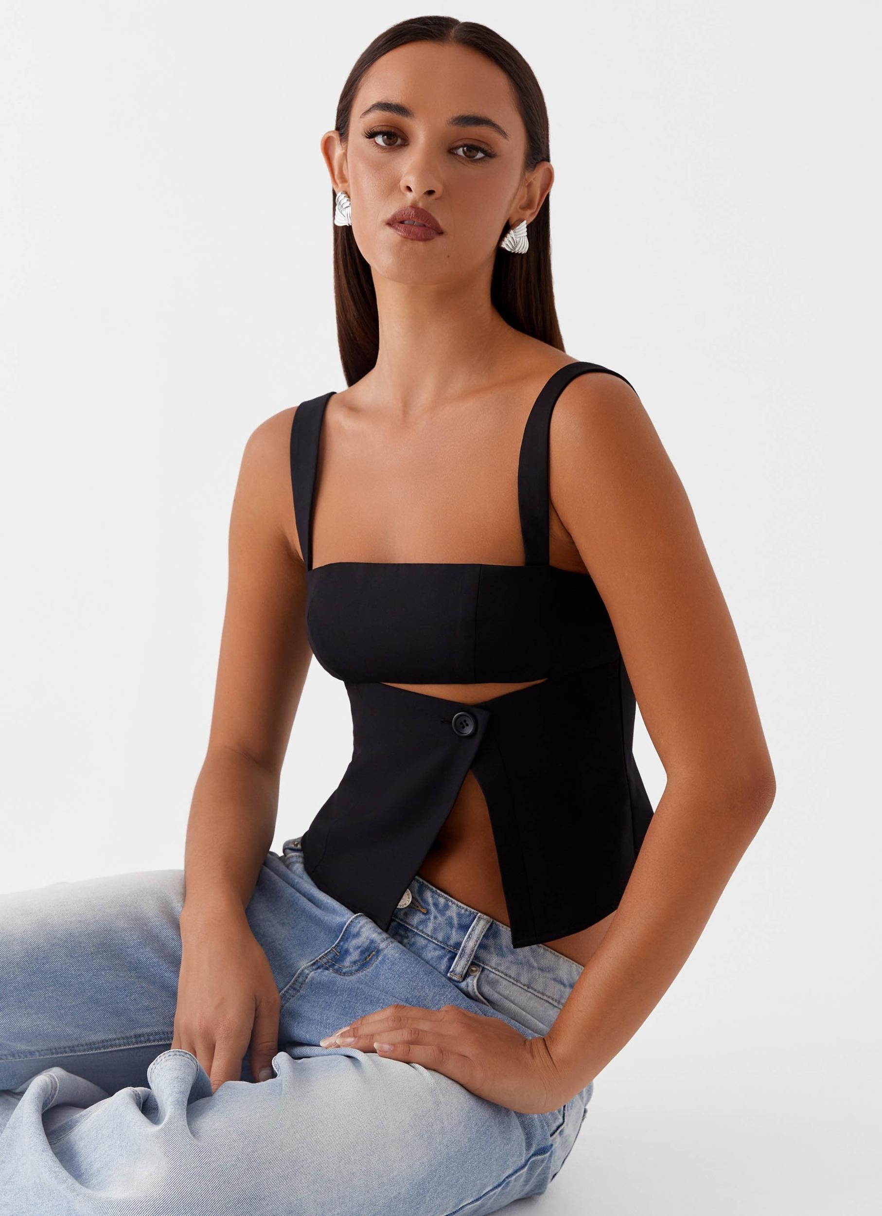 Pia Cut Out Top - Black Product Image