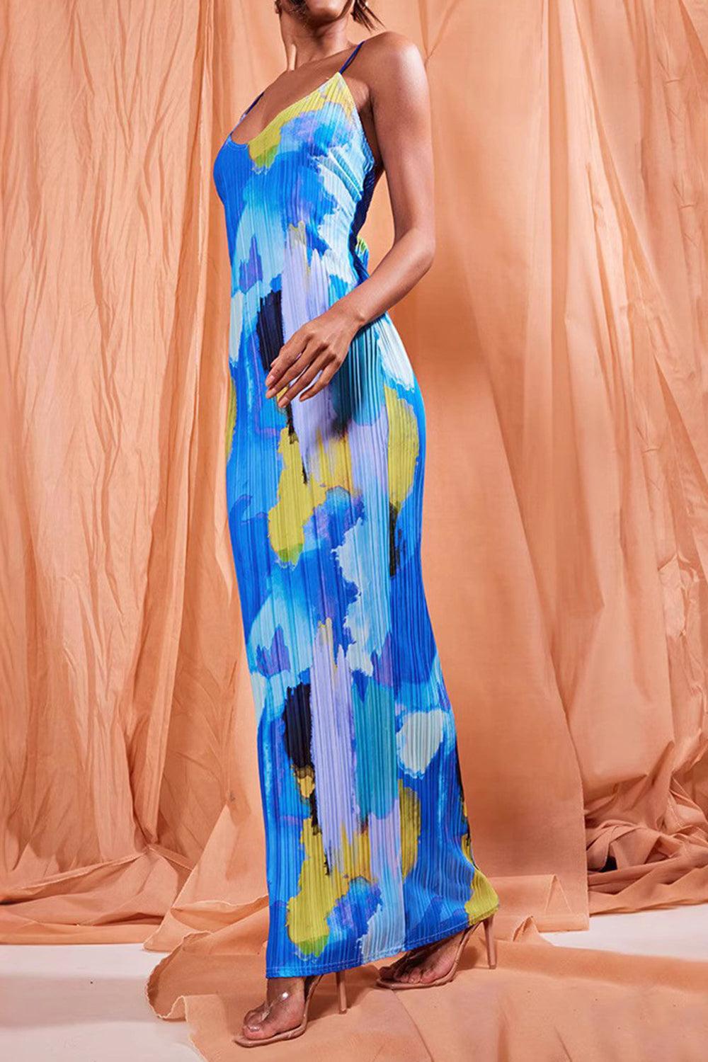 Backless Printed Maxi Cami Dress Product Image