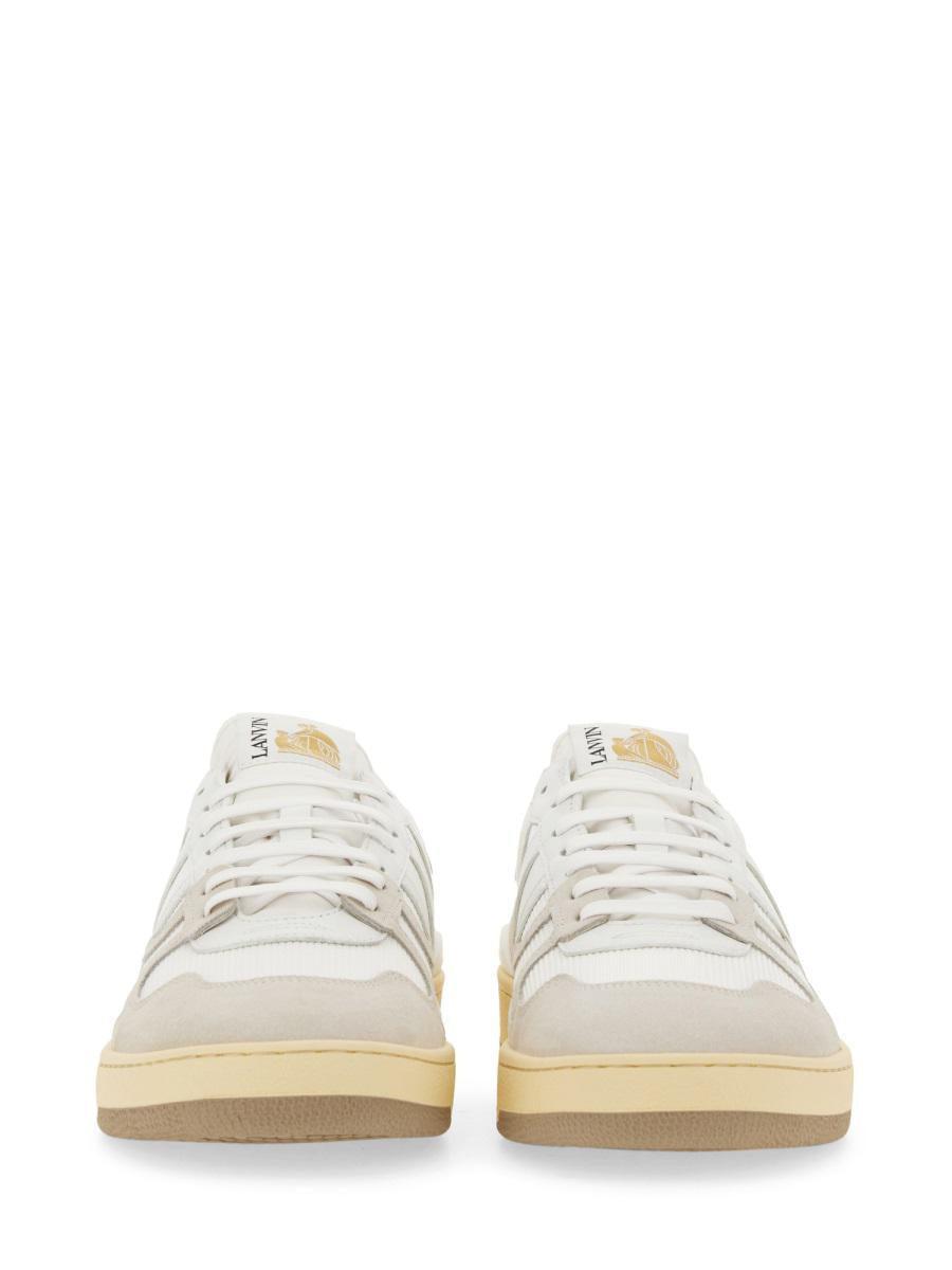 LANVIN Mesh And Leather Clay Sneakers With In White Product Image
