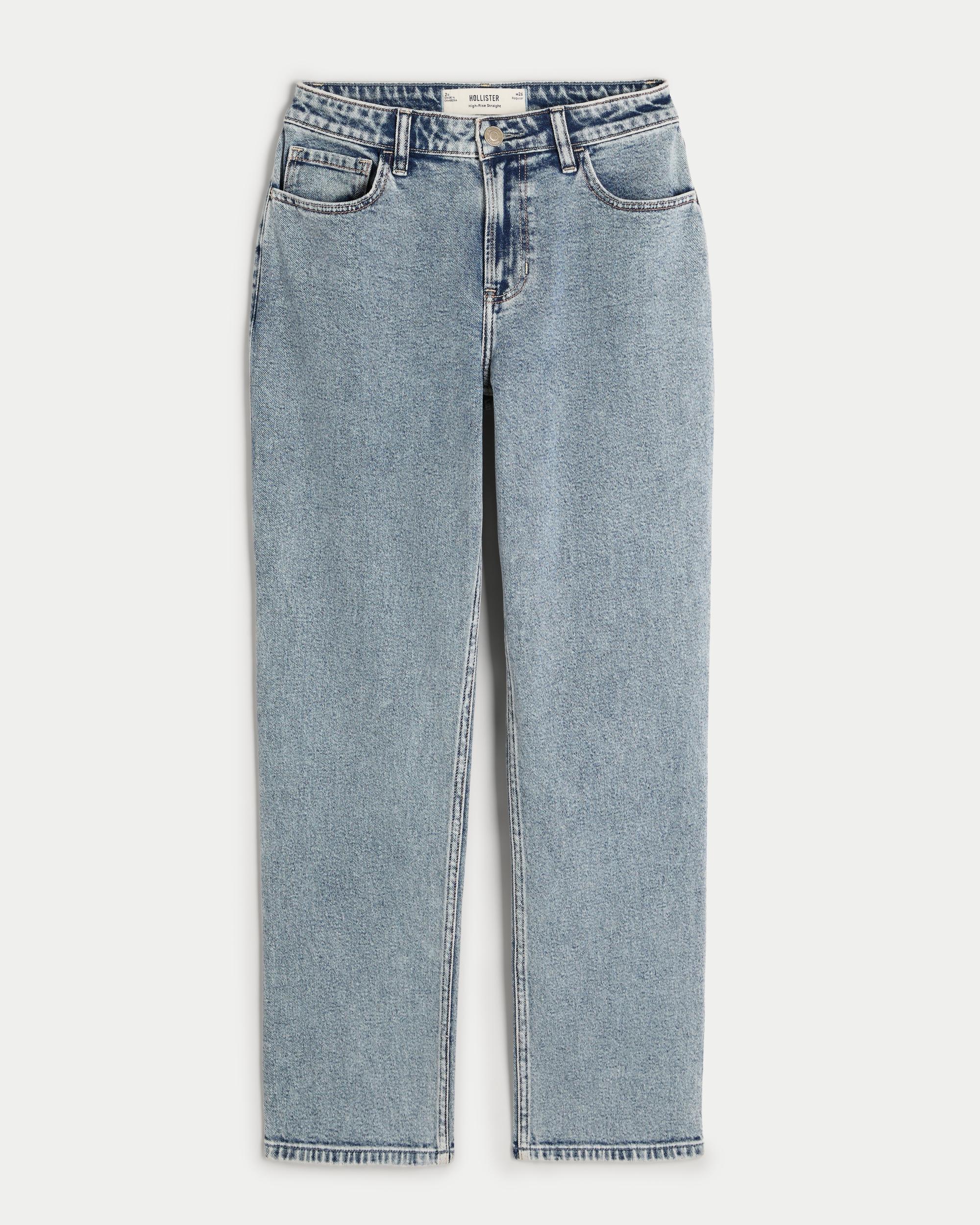 High-Rise Medium Wash Straight Jeans Product Image