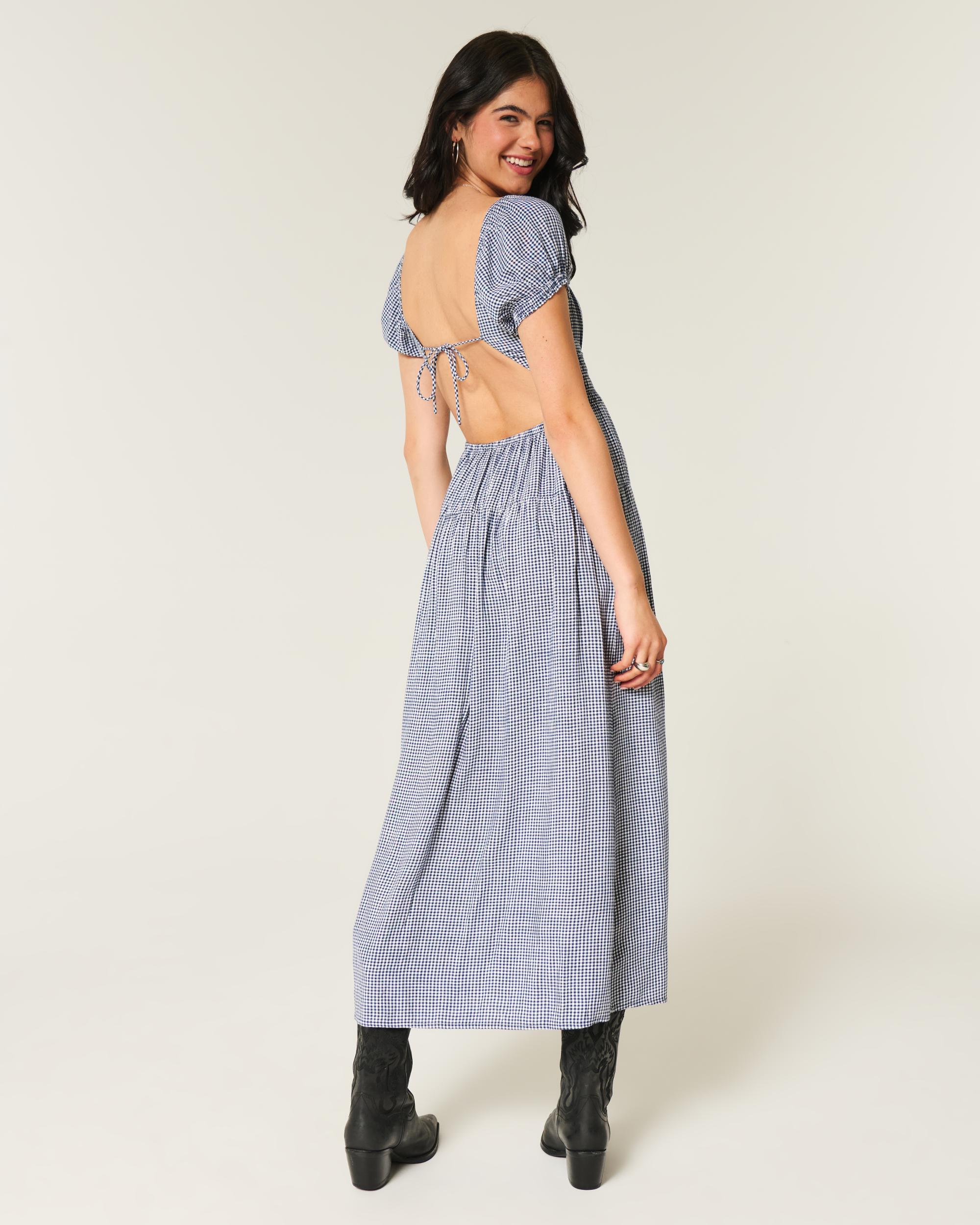 Short-Sleeve Open-Back Maxi Dress Product Image