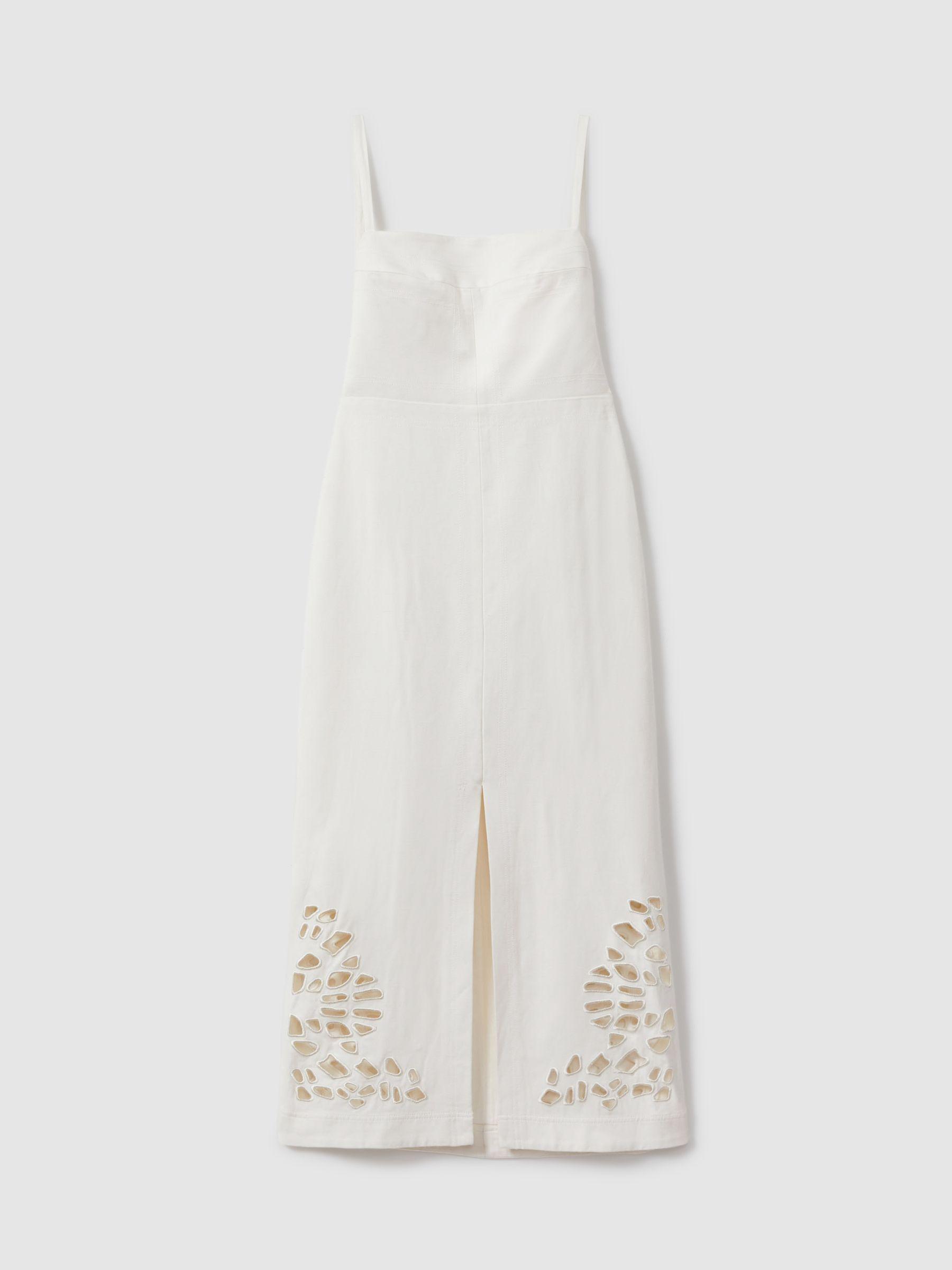 Acler Linen Blend Cut-Out Midi Dress in Ivory Product Image
