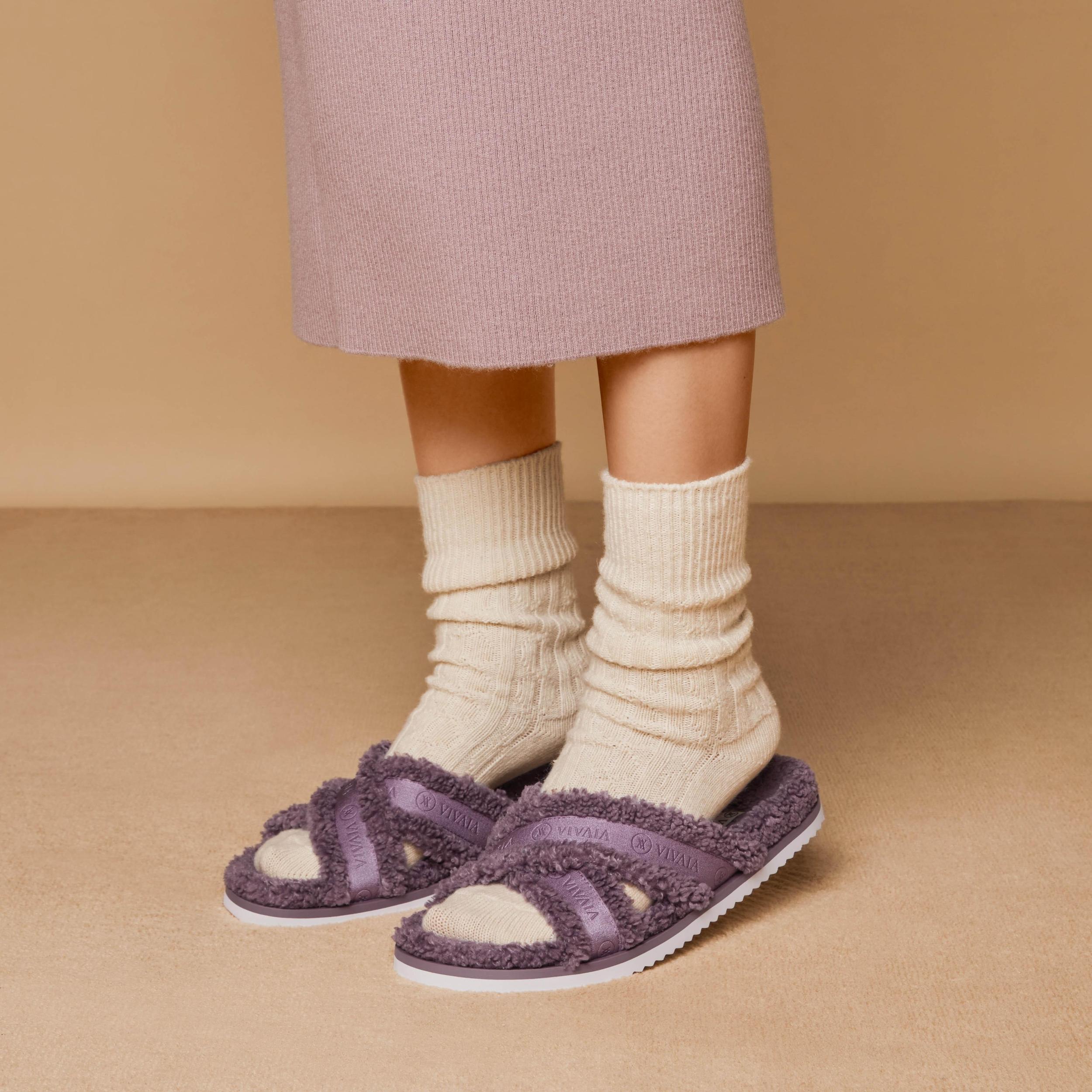 Furry Criss-Cross Strap Slippers (Hannah) Product Image