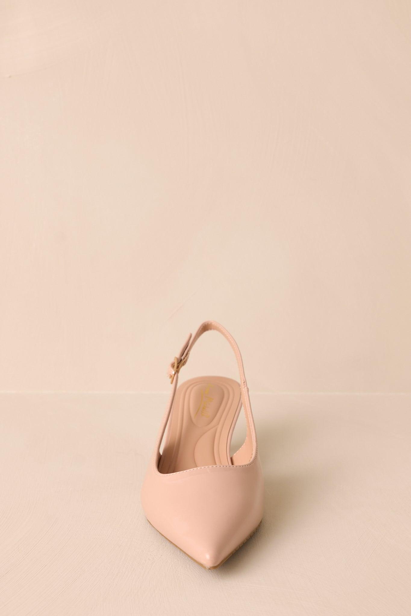 Celestial Dreams Nude Pointed-Toe Slingback Kitten Heels Product Image