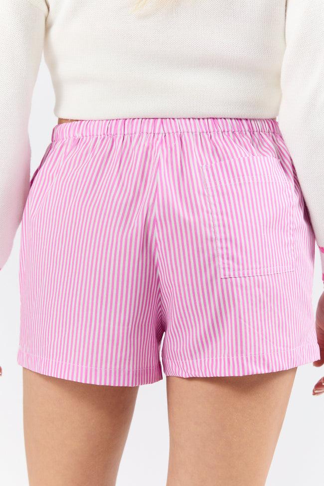 Never Leave Pink Striped Drawstring Shorts FINAL SALE Product Image