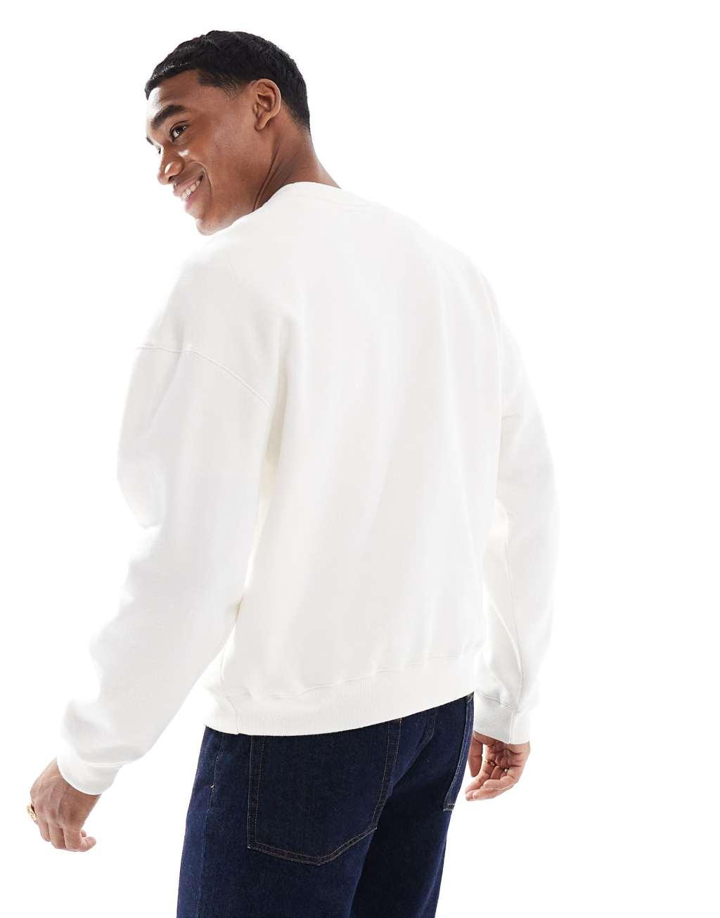 Hollister boxy varsity motif sweat top in white Product Image