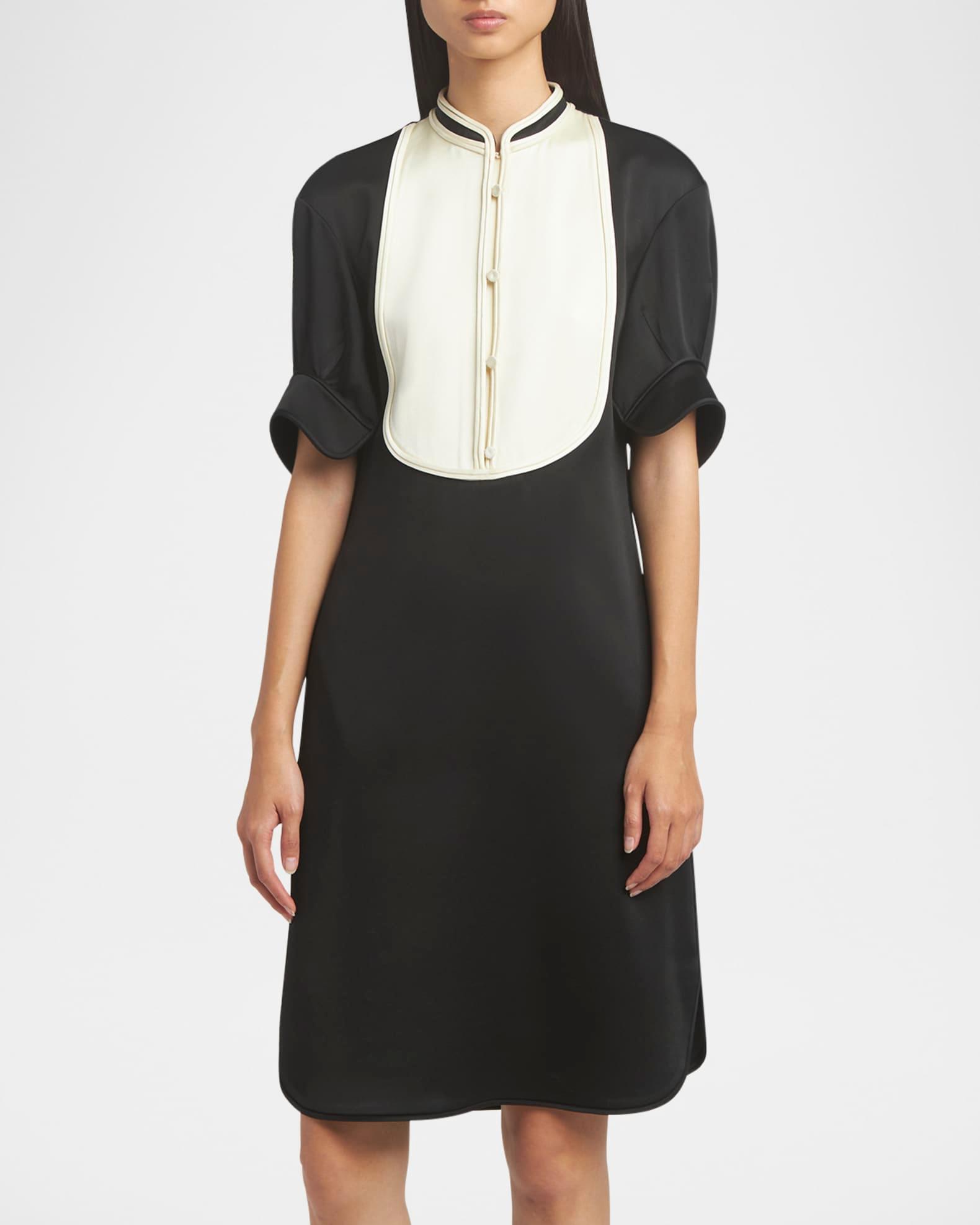 Short-Sleeve Bib Shift Dress Product Image